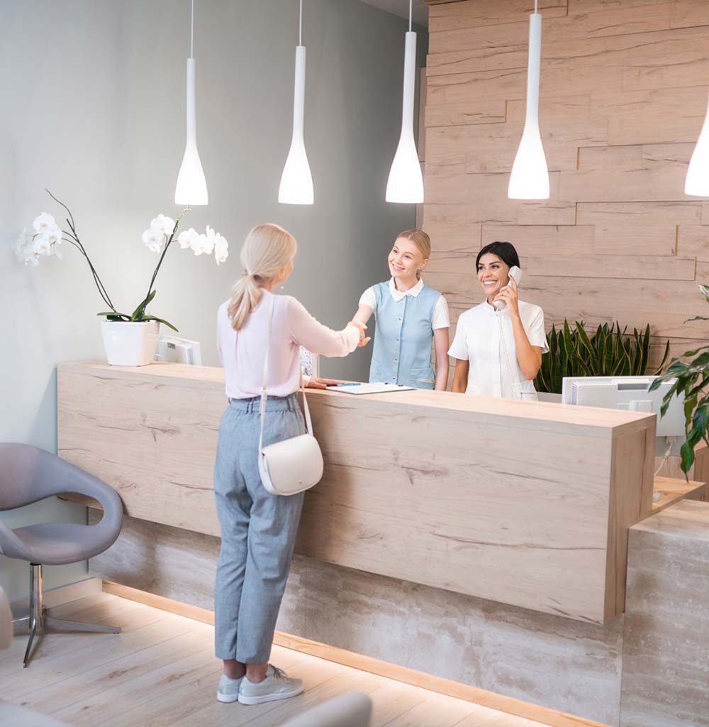 The clinic’s reception desk