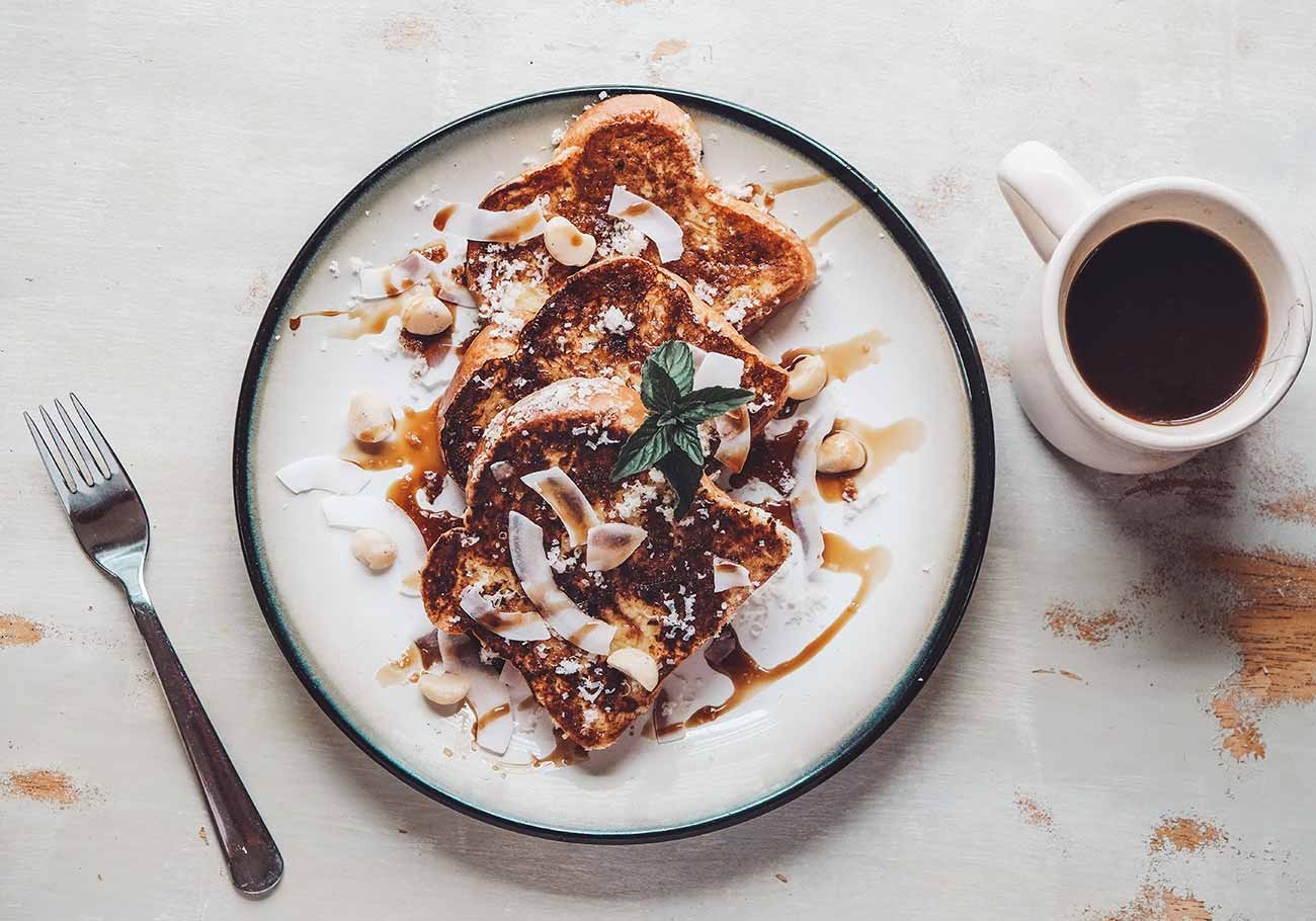 Chocolate crepe with a coffee