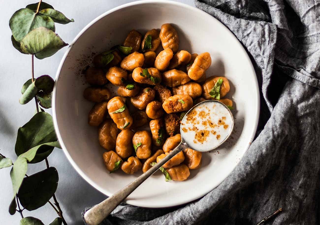 Brown butter gnocchi in a bowl