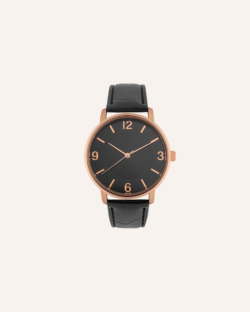 Porto Numerals Watch, Black Leather