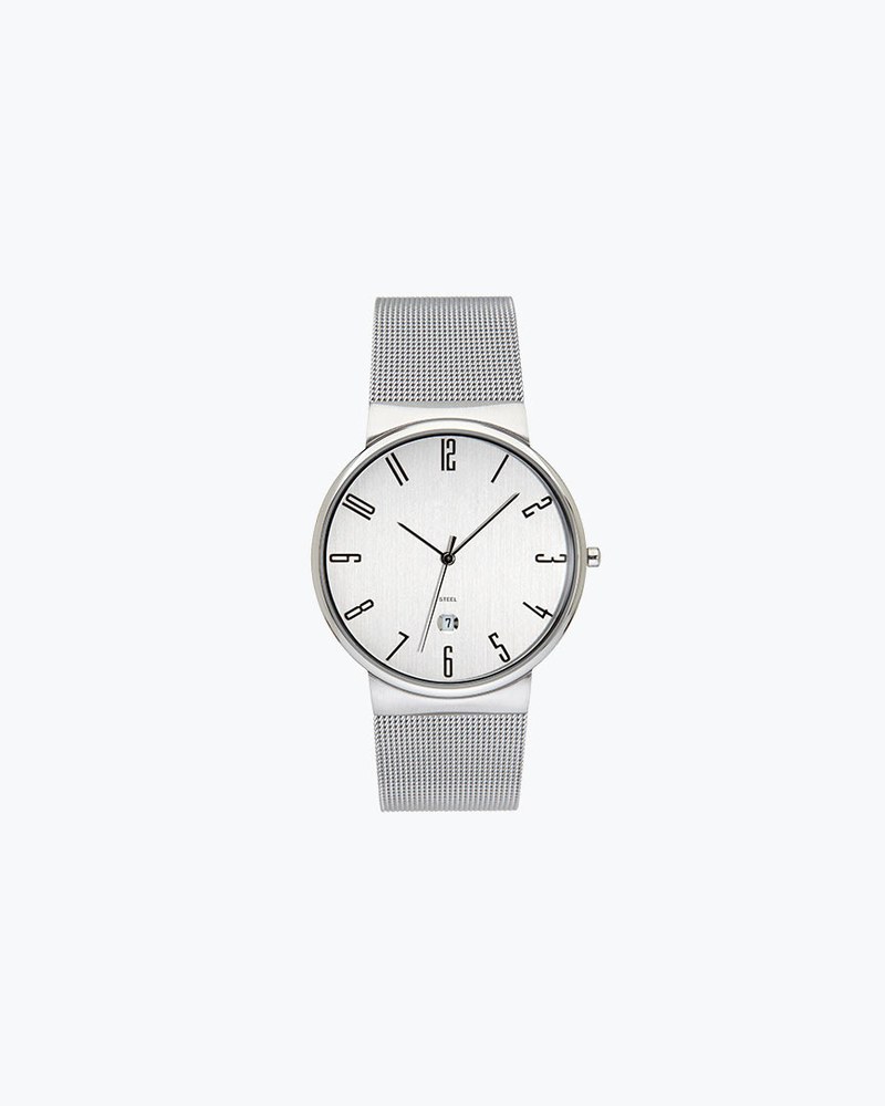 Porto Numerals Watch, Silver Mesh