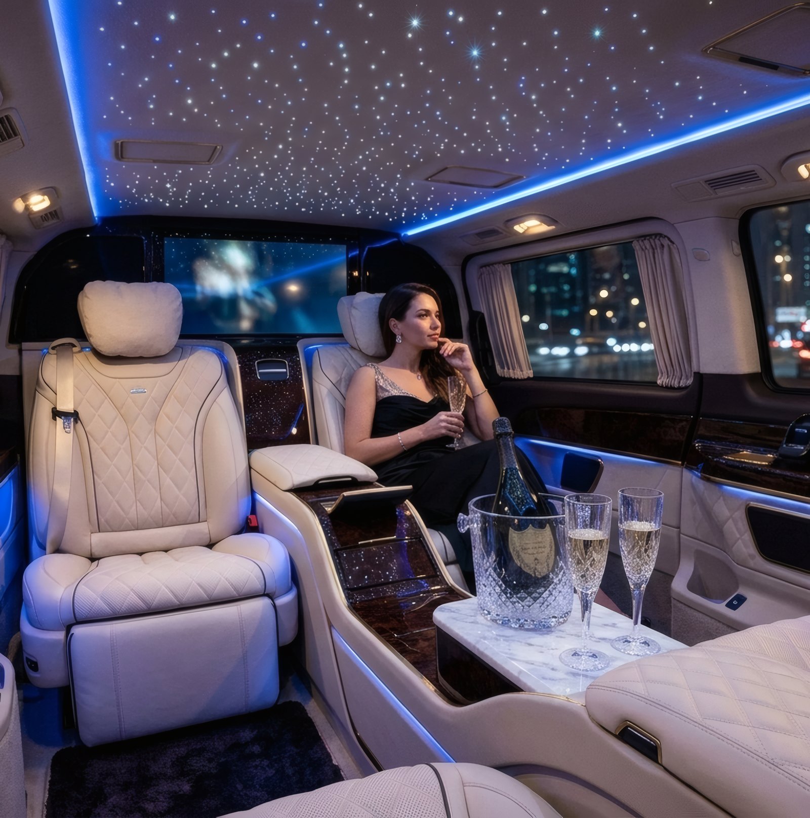 The cabin of the Luxury SUV