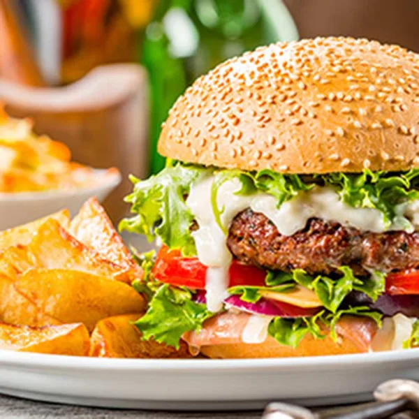 Gourmet Beef Burger with Wedges