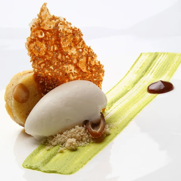 Coconut Sorbet with Sesame Tuile