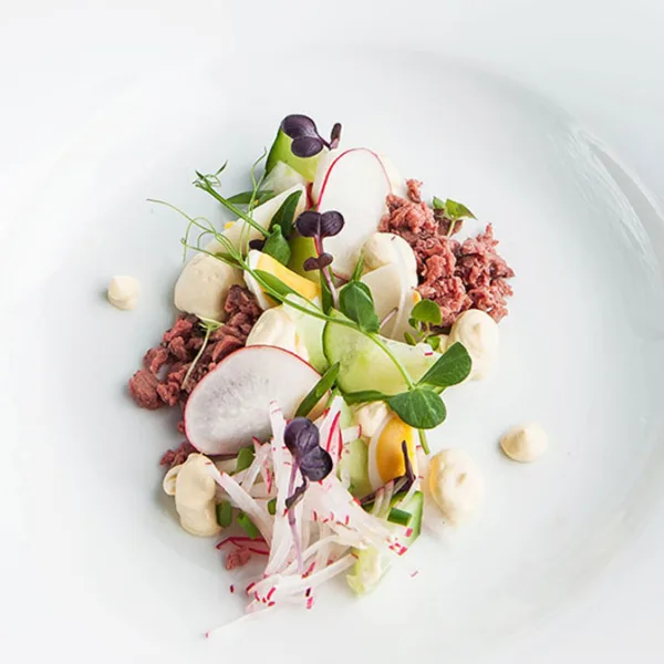 Beef Tartare with Radish and Pea
